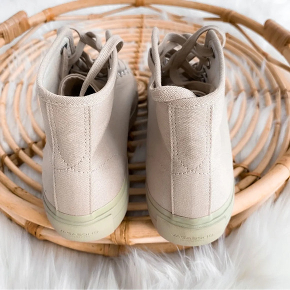 Vagabond Teddie Khaki Trainers High Top Sneakers Lace Up Beige Tan Platform - Picture 13 of 16